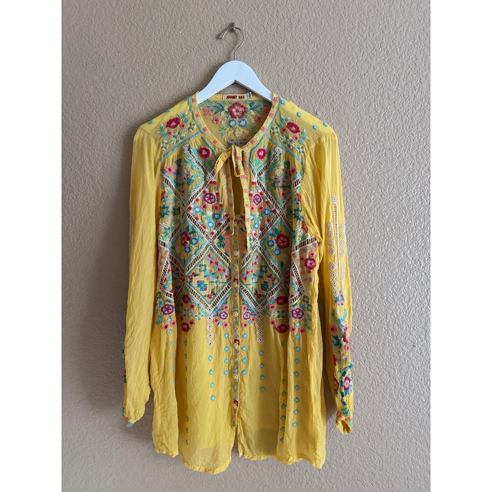 JOHNNY WAS arges embroidered georgette blouse - Picture 6 of 10
